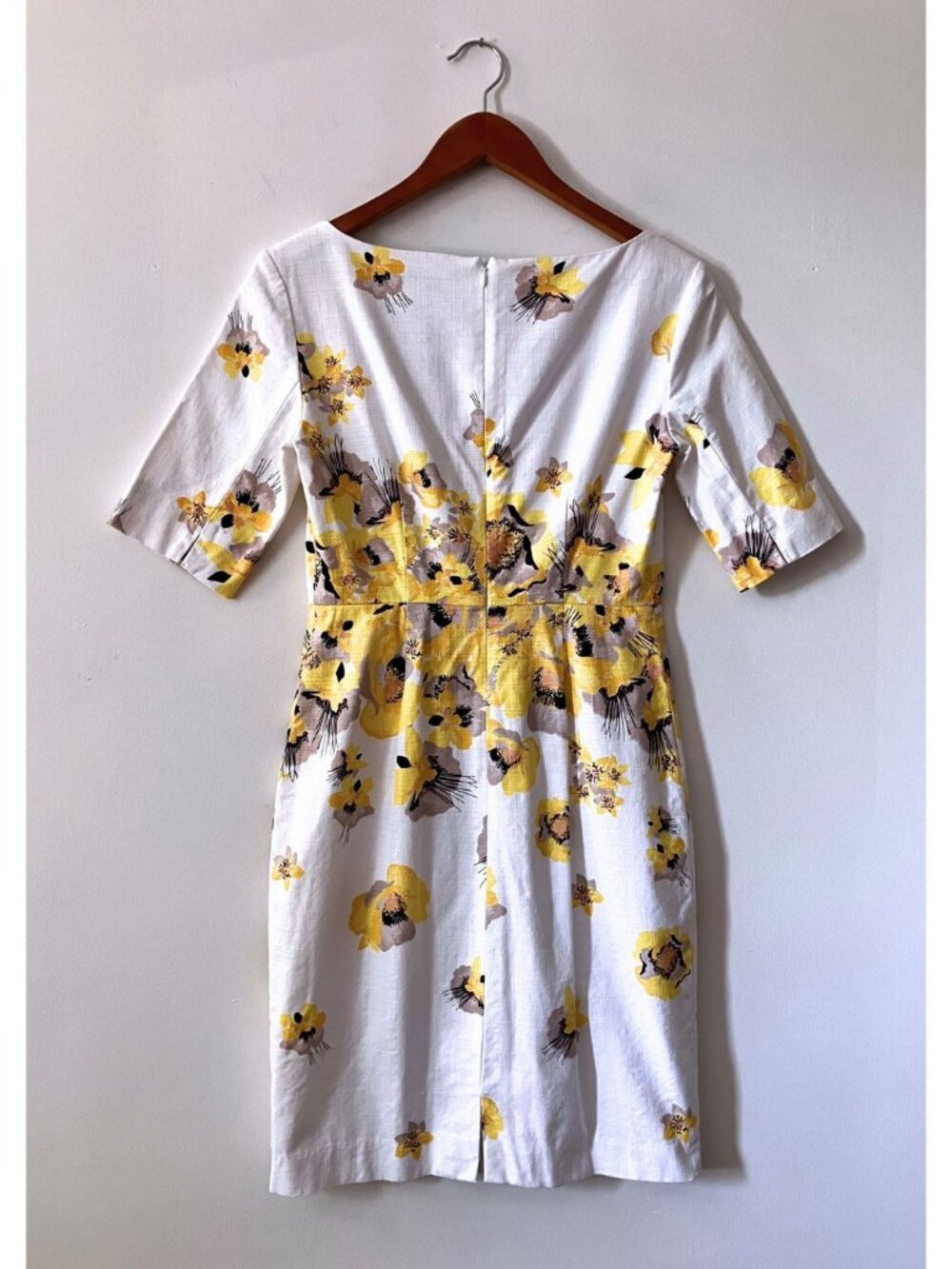 LK Bennett Lasana Poppy Dress Yellow Size 4 - Picture 4 of 8
